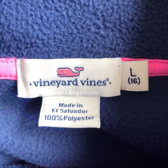 Vineyard Vines Girls’ Navy Pink Fleece Pullover L - Picture 6 of 8